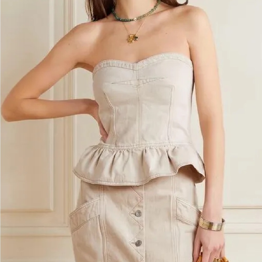 Isabel Marant Etoile Solizinia Denim Sleeveless Peplum Top Size US 8 / 40 New